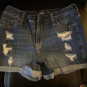 Hollister High Rise Ripped Jean Shorts